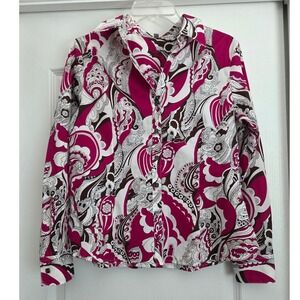 Foxcroft Wrinkle Free Long Sleeve Fitted Floral Button Down Top‎  Sz 8P Office